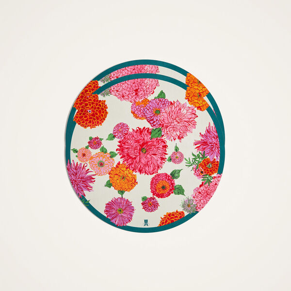 La Doublej Placemats & Runners Women - Disk Placemats Set Of 2 Bright Blooms Pink One Size 83% Wood Fiber 12% Cork 5% Polyester 