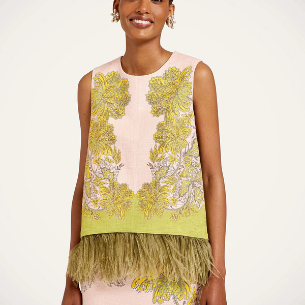  La Doublej Shirts & Tops Women - La Scala Top Swathe Pink 44 96% Cotton 2% Elastane 2% Ostrich Feathers 