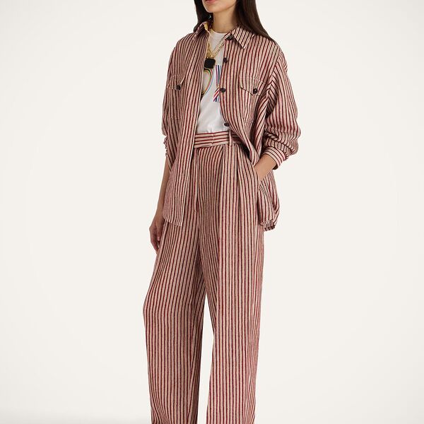  La Doublej Shorts & Pants Women - Brooklyn Pants Color Block Red & Beige S 44% Linen 37% Viscose 18% Cotton 1% Polyester 