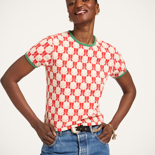  La Doublej T-shirts & Sweatshirts Women - The Cu-tee Crop La Doublej Monogram Red L 93% Cotton 7% Elastane 