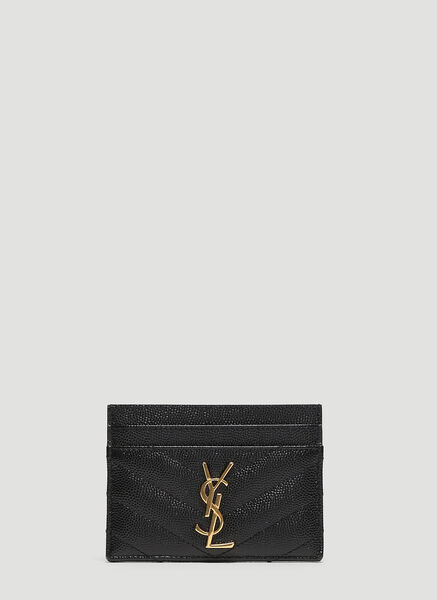  Saint Laurent Saint Laurent Monogram Grain De Poudre Matelassé Card Case - Femme Portefeuilles & Porte-cartes Black One Size 