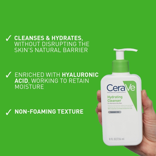  Cerave Cleanse And Protect Face Routine For Dry Skin, Hydrating Cleanser And Facial Moisturiser With Spf 50 