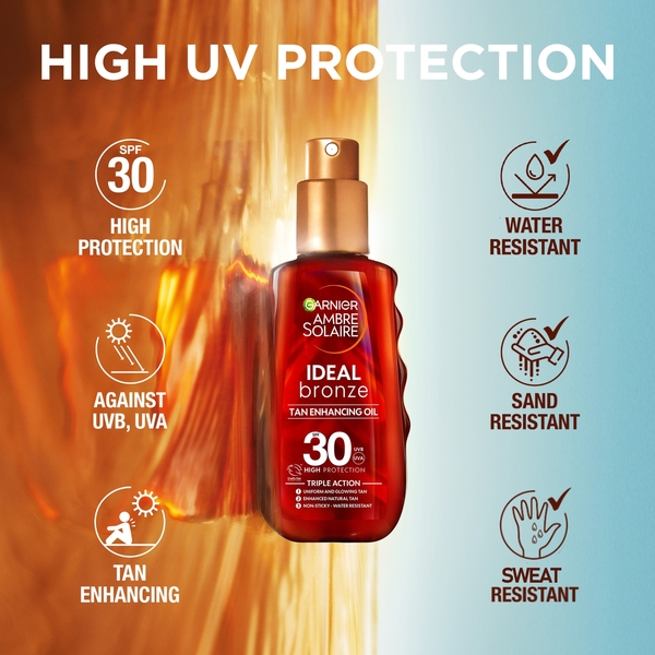  Garnier Ambre Solaire Ideal Bronze Huile Solaire Protectrice Spf 30 150 ml 