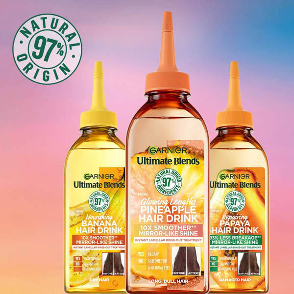  Garnier Fructis Longueurs & Glow Après-shampooing Liquide Hair Drink Ananas Pour Cheveux Longs Et Ternes 200 ml 
