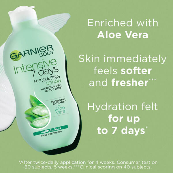  Garnier Lait Nourrissant Hydratant Intensif 7 jours Aloe Vera Et Extrait De Probiotiques Pour Peaux Normales 400 ml 