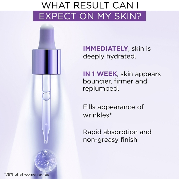  L'oréal Paris Revitalift Filler Serum, 1.5% Pure Hyaluronic Acid, High Molecular And Micro Hyaluronic Acid, Replumping And Hydrating, 15ml 
