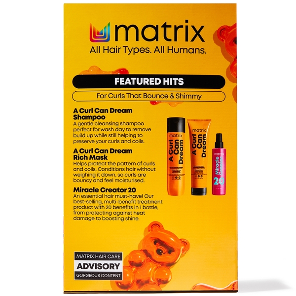  Matrix A Curl Can Dream Shampoo, Hair Mask And Miracle Creator Haircare Gift Set For Moisturising And Defining Curls/coils 