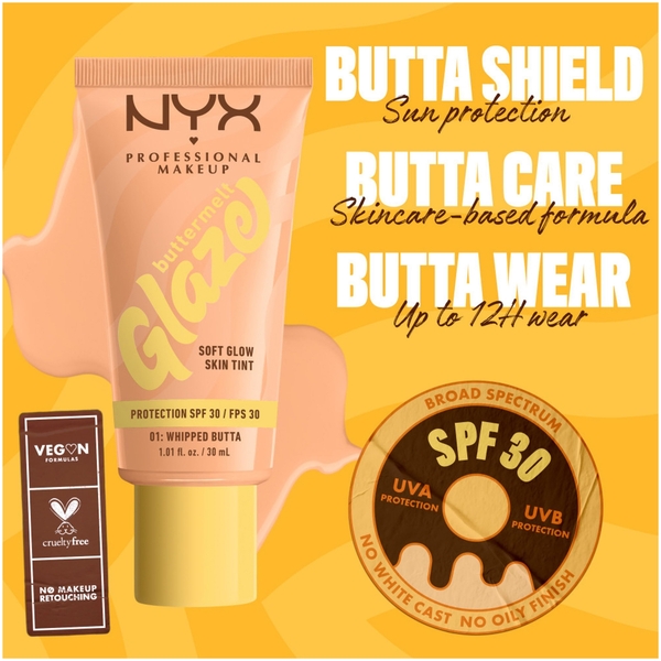  Nyx Professional Makeup Buttermelt Glaze Soft Glow Skin Tint + Spf/fps 30 Fond De Teint (différentes Teintes) - Whipped 