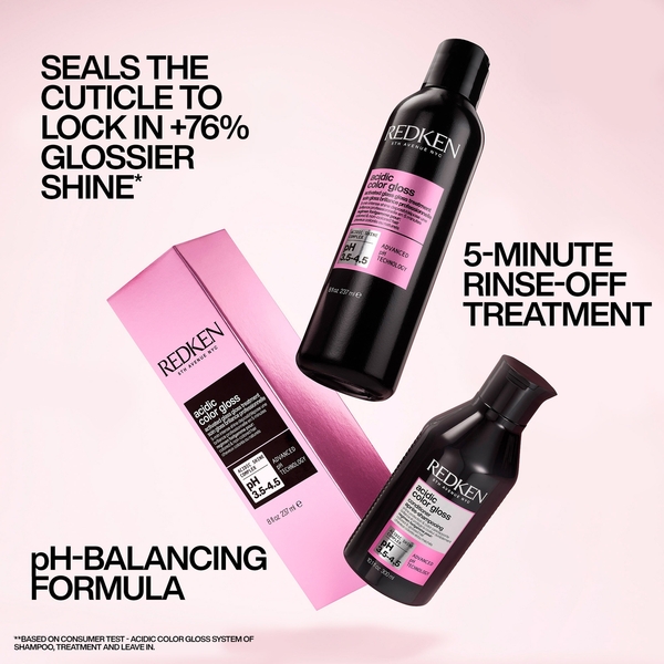  Redken Acidic Color Gloss Shampoo 300ml, Activated Glass Gloss Treatment 237ml And Conditioner 300ml 