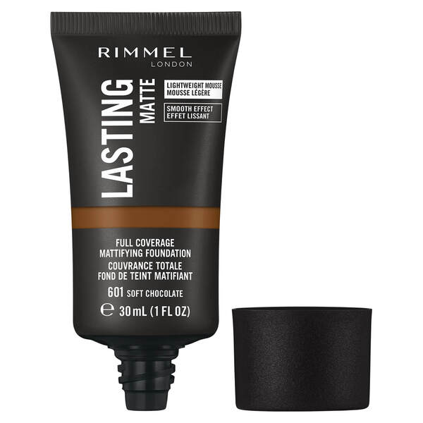  Rimmel London Fond De Teint Matifiant Longue Tenue 30 ml (différentes Teintes Disponibles) - 601 Soft Chocolate 