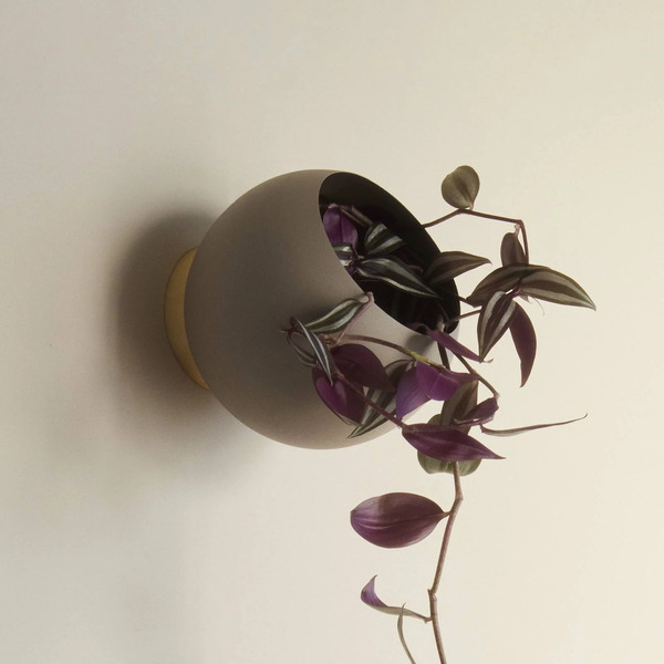  Aytm Aytm Pot De Fleurs Mural Globe, ø 17 Cm, Gris-brun, Aluminium 