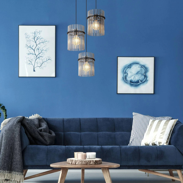  Globo Globo Suspension Gorley, ø 47 Cm, Gris Fumé, 3 Lampes, Verre 