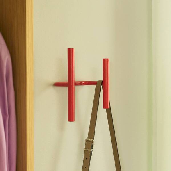 Hübsch Hübsch Porte-manteau Mural Flip, Rouge, Largeur 20 Cm, Métal 