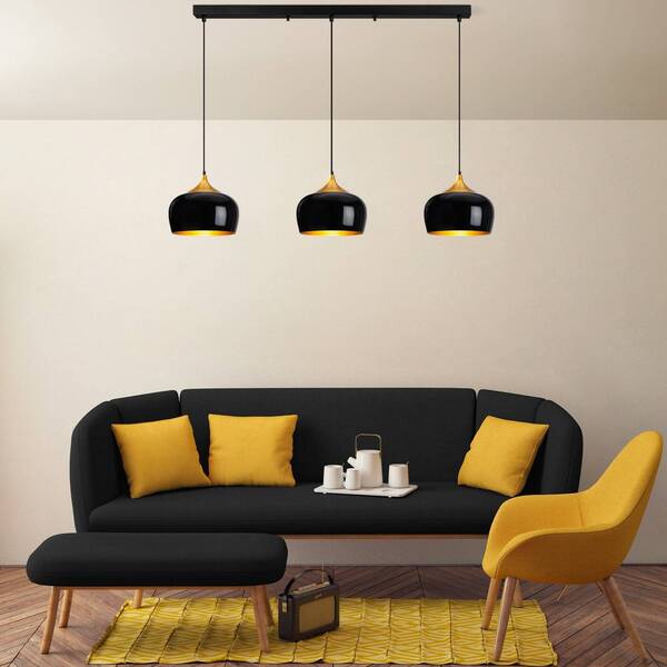 Opviq Opviq Suspension Berceste, Noir, à 3 Lampes, Longueur 140 Cm 