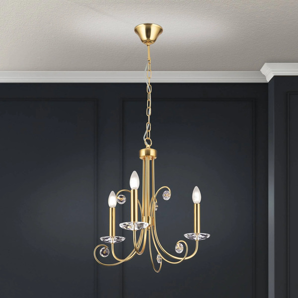  Orion Orion Lustre Ariane, Doré, ø 50 Cm, Cristal, 3 Lampes 