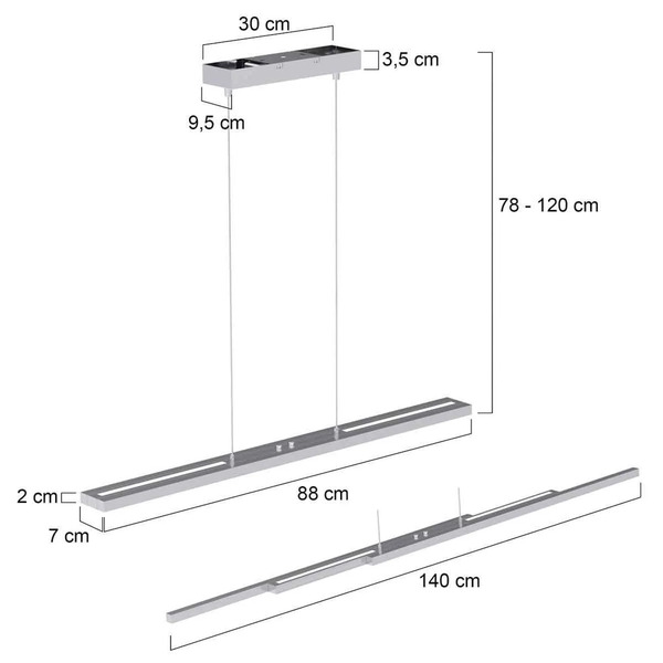  Steinhauer Steinhauer Suspension Led Zelena Motion, Couleur Acier, Cct, Métal 