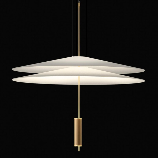  Vibia Vibia Flamingo - Suspension Led 2 Abat-jours, Dorée 