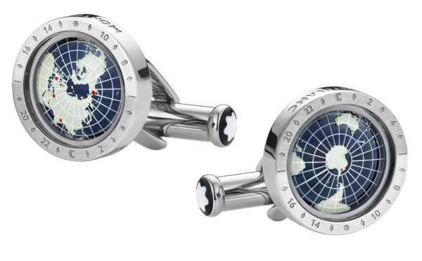  Montblanc - Boutons De Manchette Montblanc 1858 Geosphere - Acier Inoxydable - Mb126165 - Boutons De Manchette 