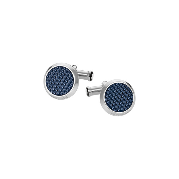  Montblanc - Boutons De Manchette Meisterstück Avec Incrustation De Laque à Motif - Acier Inoxydable - Mb112904 - Boutons De Manchette 