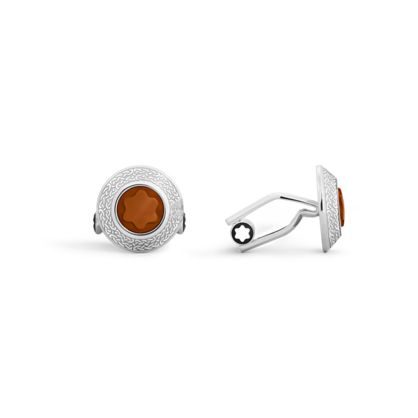 Montblanc - Boutons De Manchette Writers Edition Hommage à Bram Stoker - Argenté - Acier Inoxydable - Mb135974 - Boutons De Manchette 