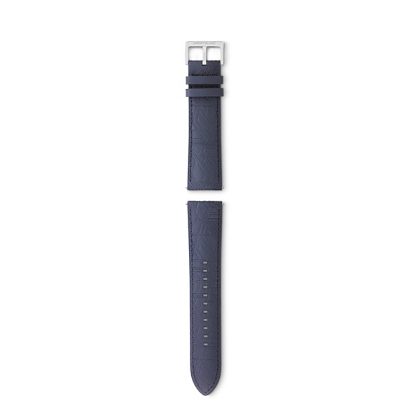  Montblanc - Bracelet En Cuir De Veau Bleu Avec Boucle Ardillon Grise - Bleu - Cuir De Veau - Mb131883 - Bracelets Connectés 