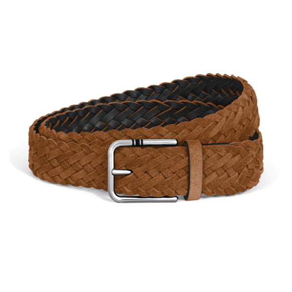  Montblanc - Ceinture 35 Mm En Daim Avec Boucle Carrée Meisterstück M - Caramel - Mb222255 - Ceintures 