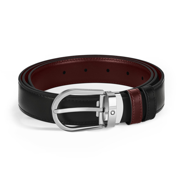  Montblanc - Ceinture Réversible à Boucle Fer à Cheval De 30 Mm En Cuir Noir/bordeaux - Noir | Bordeaux - Cuir - Mb221052 - Ceintures 
