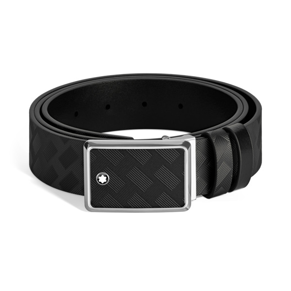  Montblanc - Ceinture Réversible Boucle Plaque En Marqueterie De 30 Mm En Cuir Noir/noir - Mb221019 - Ceintures 