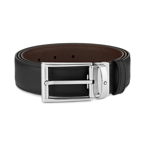  Montblanc - Ceinture Réversible Rectangulaire 35 Mm En Cuir Sartorial - Noir | Marron - Cuir - Mb118436 - Ceintures 