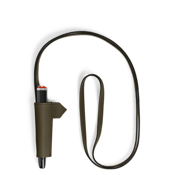  Montblanc - Collier Boucle Pour 1 Instrument D’écriture En Cuir Sartorial - Kaki - Cuir - Mb221648 - Trousses Pour Stylos 