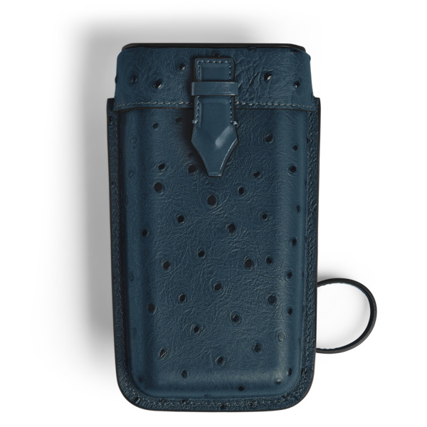  Montblanc - étui Multifonction Plume Avec Bandoulière En Cuir Embossé Autruche - Bleu Velours - Cuir - Mb220478 - Accessoires Pour Sac 