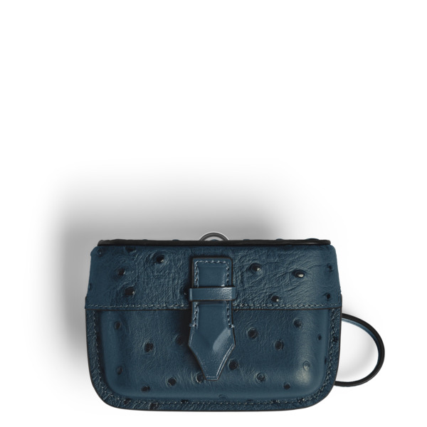  Montblanc - étui Pour Accessoires De Plume Avec Bandoulière En Cuir Embossé Autruche - Bleu Velours - Cuir - Mb220477 - Accessoires Pour Sac 