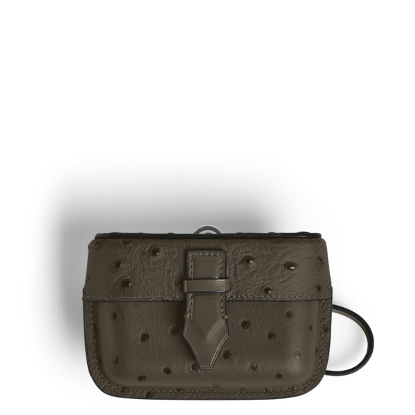  Montblanc - étui Pour Accessoires De Plume Avec Bandoulière En Cuir Embossé Autruche - Kaki - Cuir - Mb220476 - Accessoires Pour Sac 