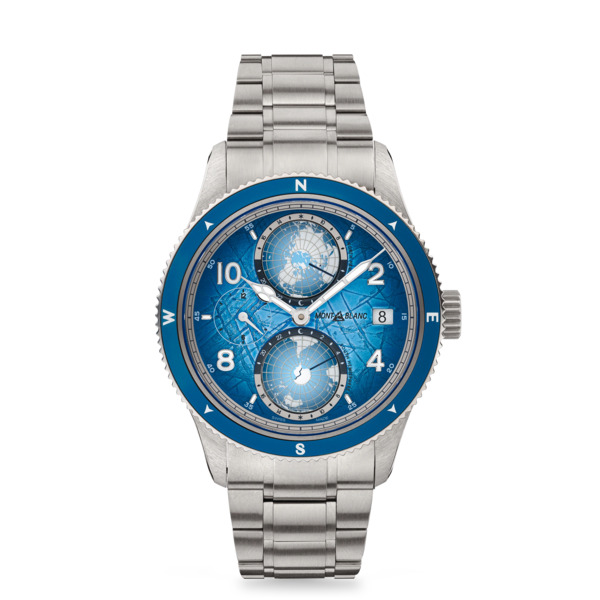  Montblanc - Montblanc 1858 Geosphere 0 Oxygen South Pole Exploration Limited Edition - 1 990 Exemplaires - Bleu Clair - Titane - Acier - Aluminium - 