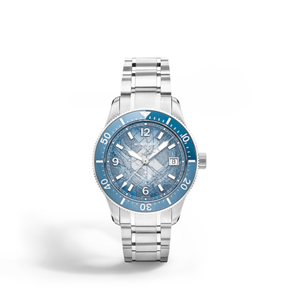 Montblanc - Montblanc Iced Sea Automatic Date 0 Oxygen - Bleu Clair - Acier - Aluminium - Mb134022 - Montre 