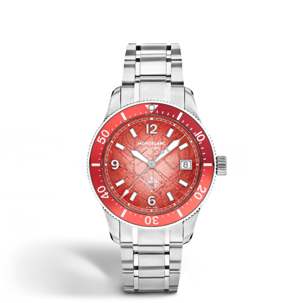  Montblanc - Montblanc Iced Sea Automatic Date 0 Oxygen Limited Edition - 300 Pièces - Coral Colour - Acier - Aluminium - Mb135762 - Montre 