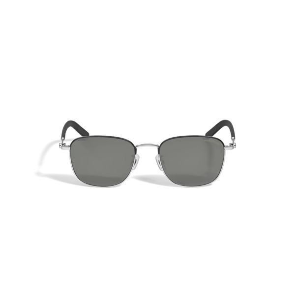  Montblanc - Lunettes De Soleil Carrées Avec Monture En Métal Argenté - Argent - Métal - Mb135567 - Solaires 