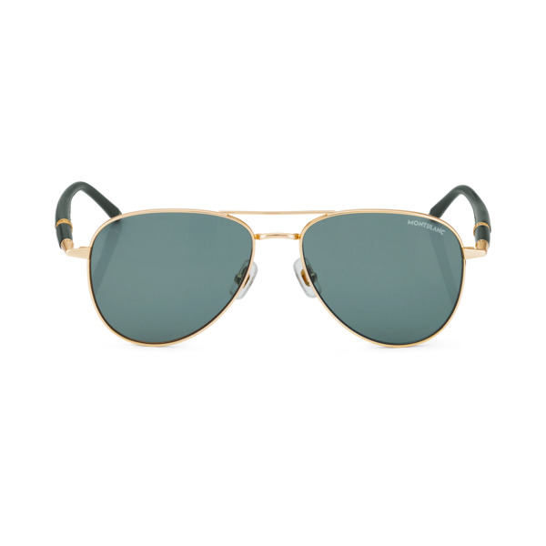  Montblanc - Lunettes De Soleil Carrées Avec Monture En Métal Doré - Or - Métal - Mb133466 - Solaires 