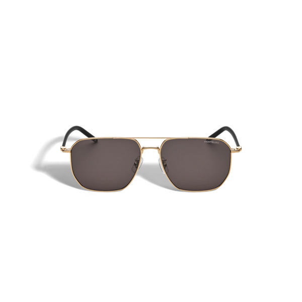  Montblanc - Lunettes De Soleil Carrées Avec Monture En Métal Doré - Or - Métal - Mb134414 - Solaires 