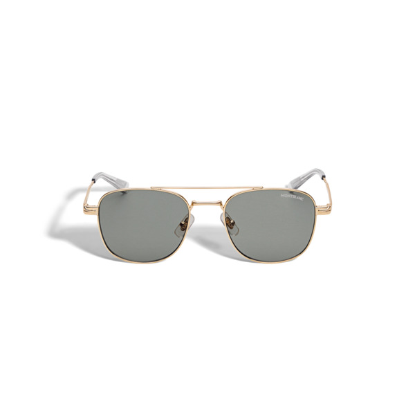  Montblanc - Lunettes De Soleil Carrées Avec Monture En Métal Doré - Or - Métal - Mb134464 - Solaires 