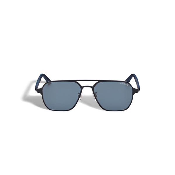  Montblanc - Lunettes De Soleil Carrées Avec Monture En Métal Noir - Noir - Métal - Mb134465 - Solaires 