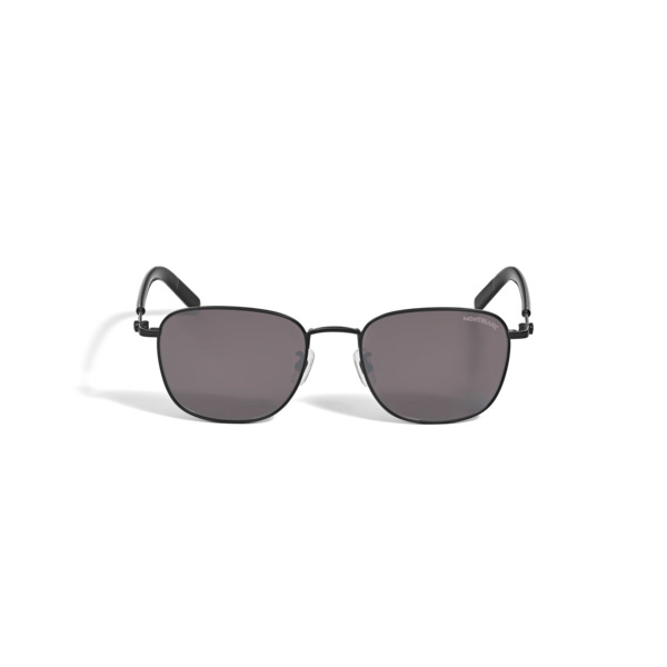  Montblanc - Lunettes De Soleil Carrées Avec Monture En Métal Noir - Noir - Métal - Mb135568 - Solaires 