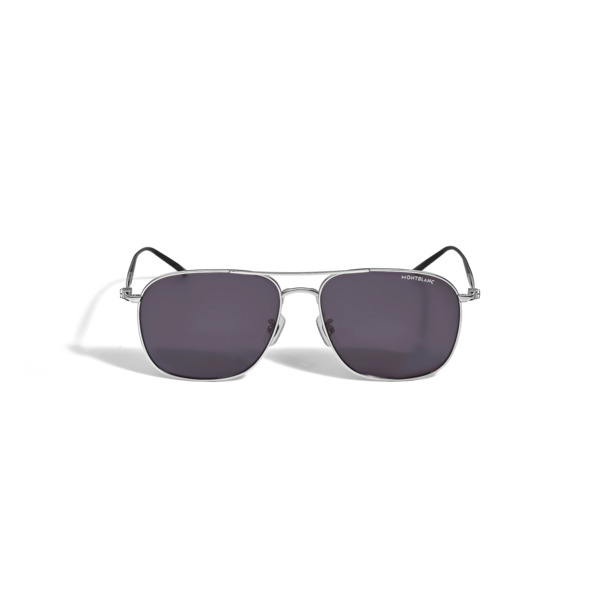  Montblanc - Lunettes De Soleil Carrées Avec Monture En Titane Argenté - Argent - Titane - Mb135562 - Solaires 