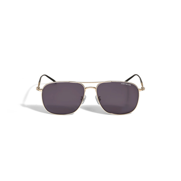  Montblanc - Lunettes De Soleil Carrées Avec Monture En Titane Doré - Or - Titane - Mb135563 - Solaires 