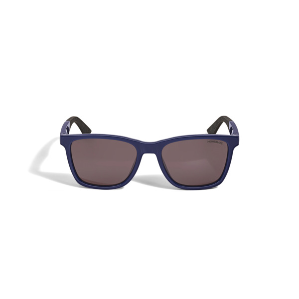  Montblanc - Lunettes De Soleil Carrées Avec Monture Injectée Bleue - Bleu - Injection Plastique - Mb134862 - Solaires 