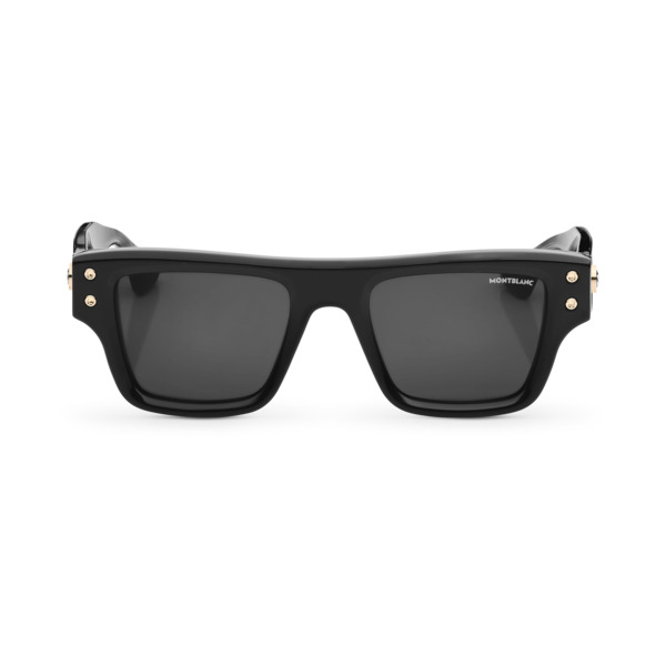  Montblanc - Lunettes De Soleil Rectangulaires Avec Monture En Acétate Noire - Noir - Acétate - Mb131226 - Solaires 