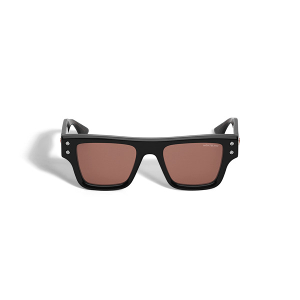  Montblanc - Lunettes De Soleil Rectangulaires Avec Monture En Acétate Noire - Noir - Acétate - Mb134415 - Solaires 