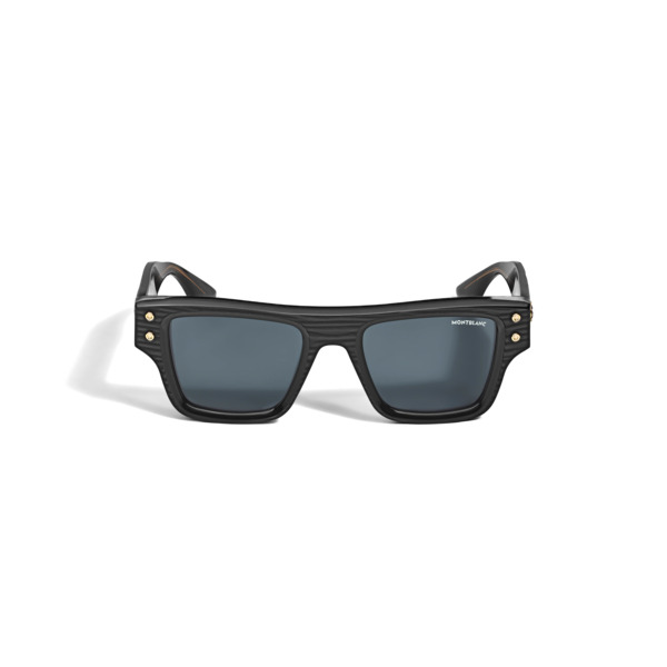  Montblanc - Lunettes De Soleil Rectangulaires Avec Monture En Acétate Noire - Noir - Acétate - Mb135574 - Solaires 
