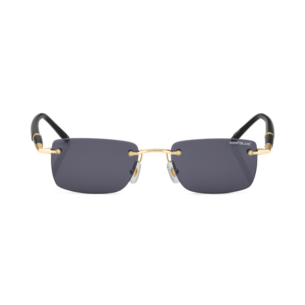 Montblanc - Lunettes De Soleil Rectangulaires Avec Monture En Métal Doré - Or - Métal - Mb133465 - Solaires 