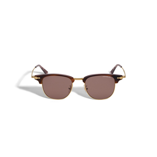  Montblanc - Lunettes De Soleil Rectangulaires Avec Monture En Métal Doré - Or - Métal - Mb134462 - Solaires 